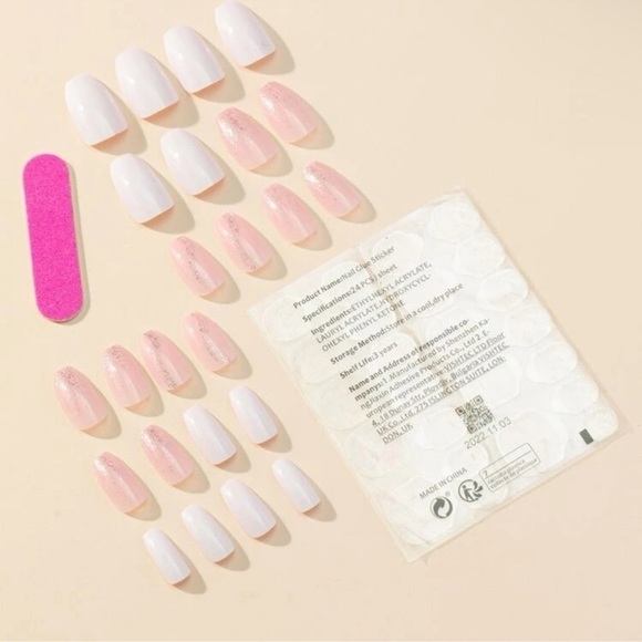 24 piece Fake Nails Coffin Shaped 3 pack - Picture 2 of 5